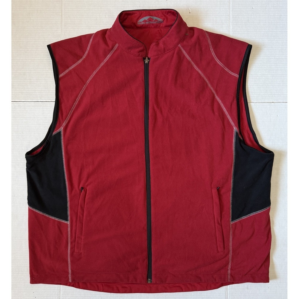 SUN‎ MOUNTAIN - Men's Red Colorblock Fleece Golf Vest - Size XX-Large - 2XL